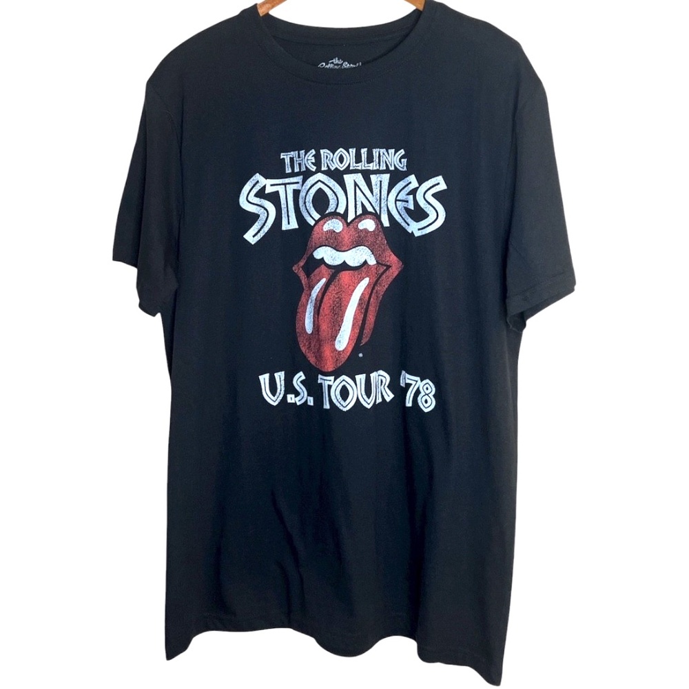 The Rolling Stones 2019 U.S Tour '78 Lips Logo Retro Rock Band T Shirt Black L